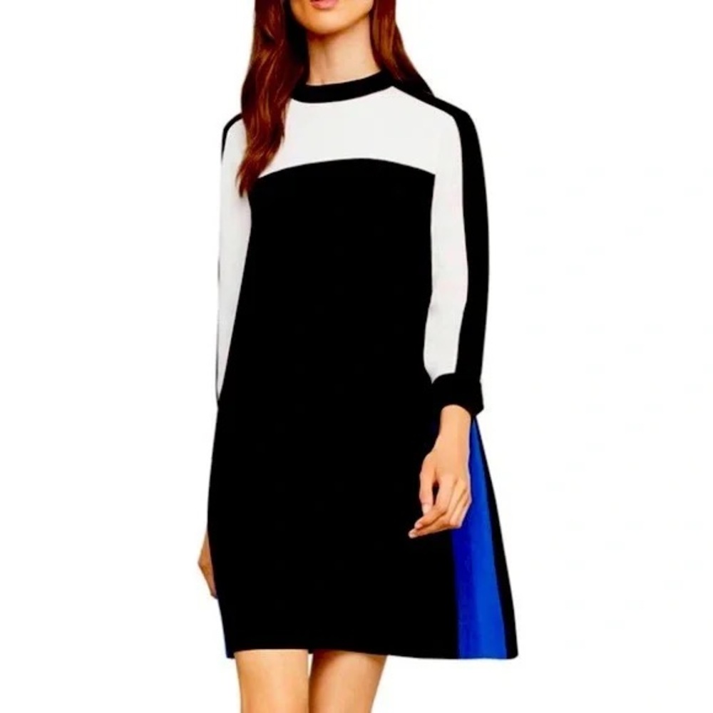 BCBG A-line color block dress w/ pockets, size L!